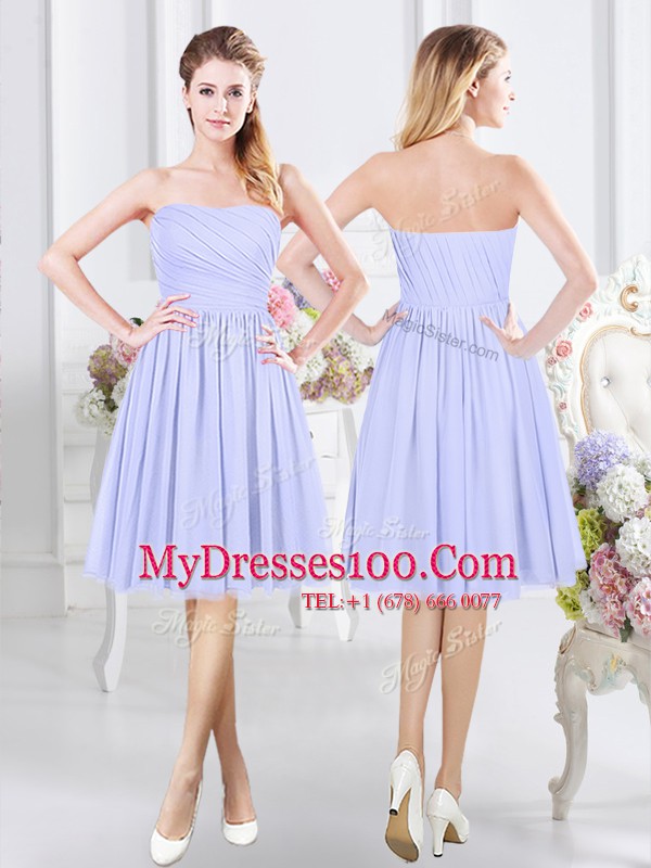 Glittering Lavender Side Zipper Scoop Ruching Wedding Guest Dresses Chiffon Short Sleeves