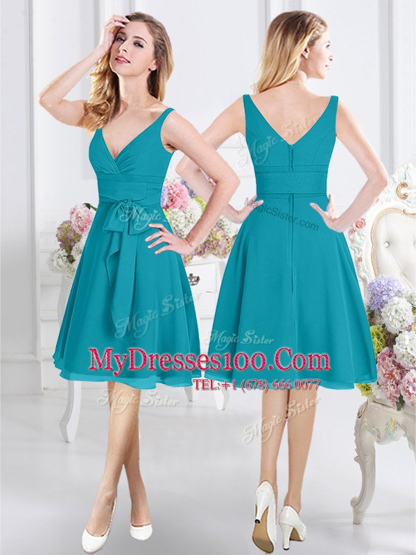 Charming One Shoulder Sleeveless Side Zipper Wedding Guest Dresses Teal Chiffon