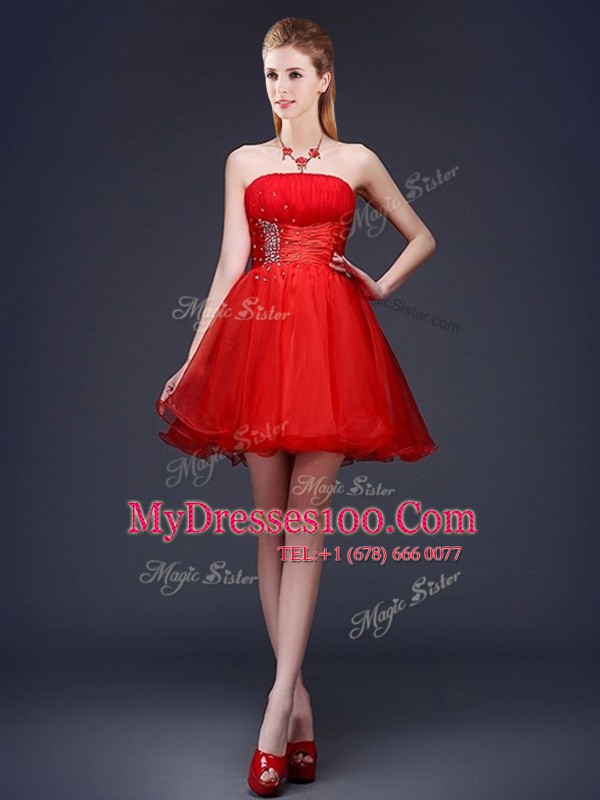 Organza Sleeveless Mini Length Court Dresses for Sweet 16 and Beading and Ruching and Belt