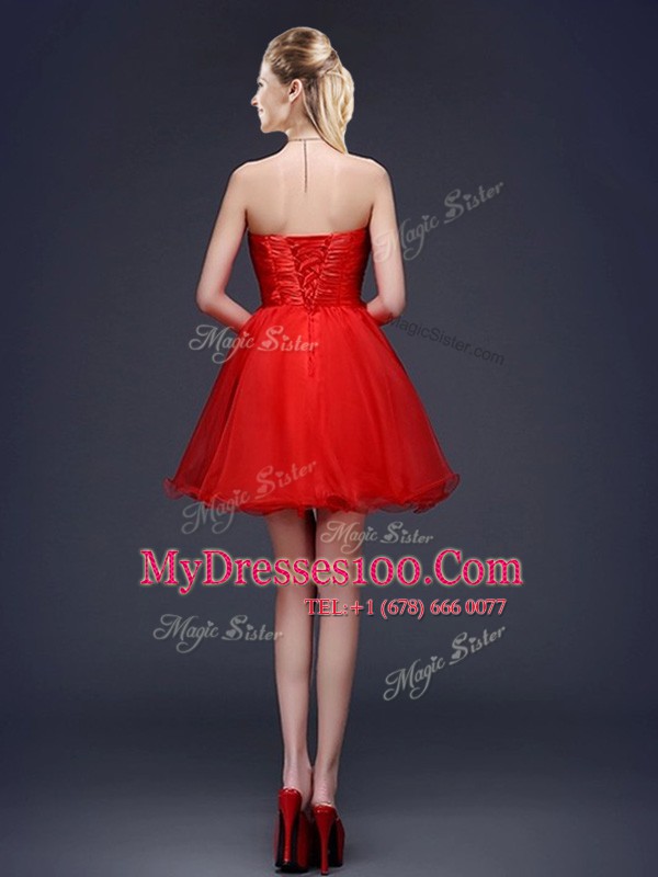 Organza Sleeveless Mini Length Court Dresses for Sweet 16 and Beading and Ruching and Belt