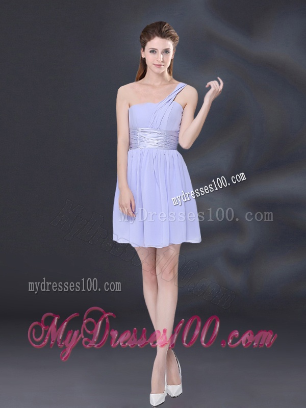 2016 Elegant Chiffon Lace Up Bridesmaid Dress in Lavender