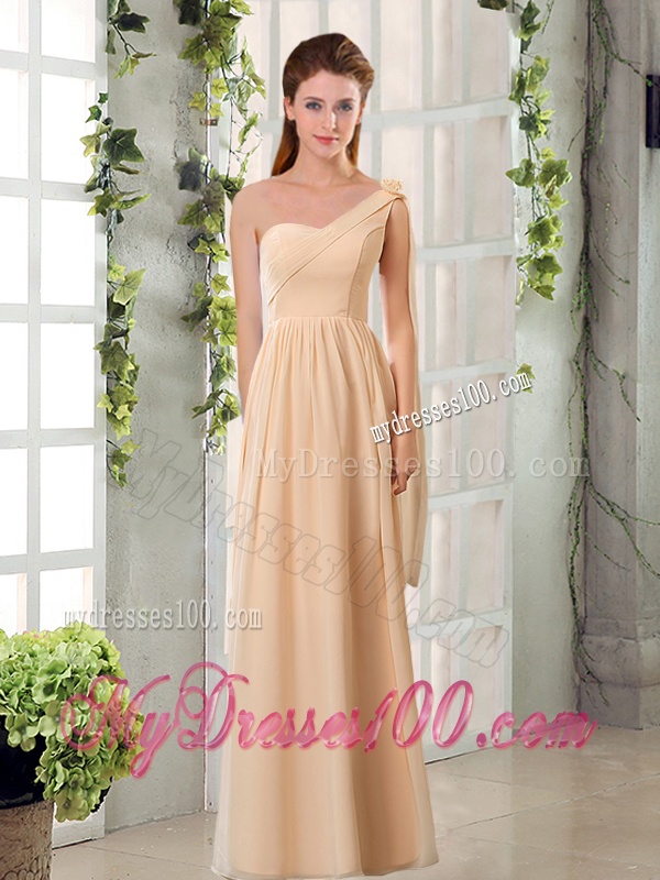 2016 Fashionable Champagne Ruching Chiffon Bridesmaid Dresses
