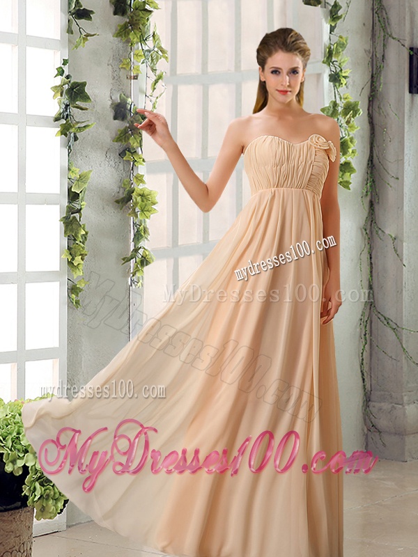 2016 Fashionable Champagne Ruching Chiffon Bridesmaid Dresses