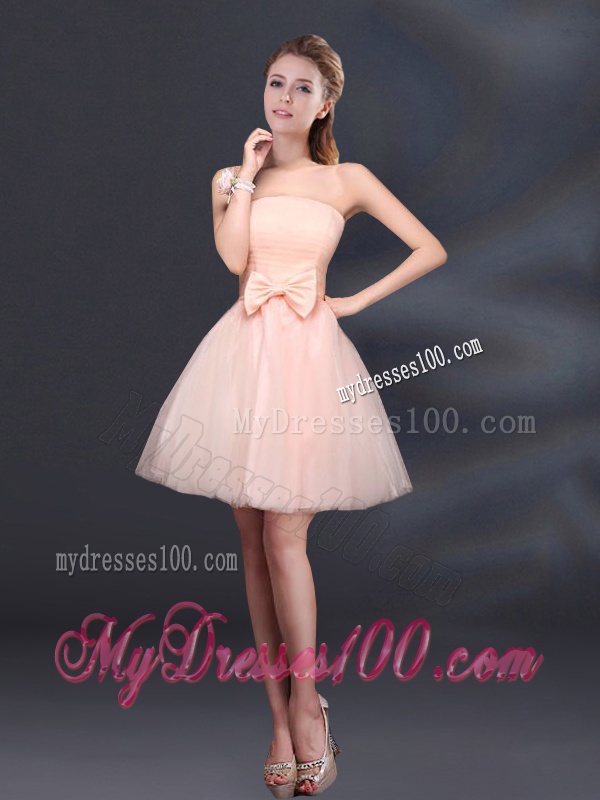2016 Lace Up Organza Bridesmaid Dress with A Line
