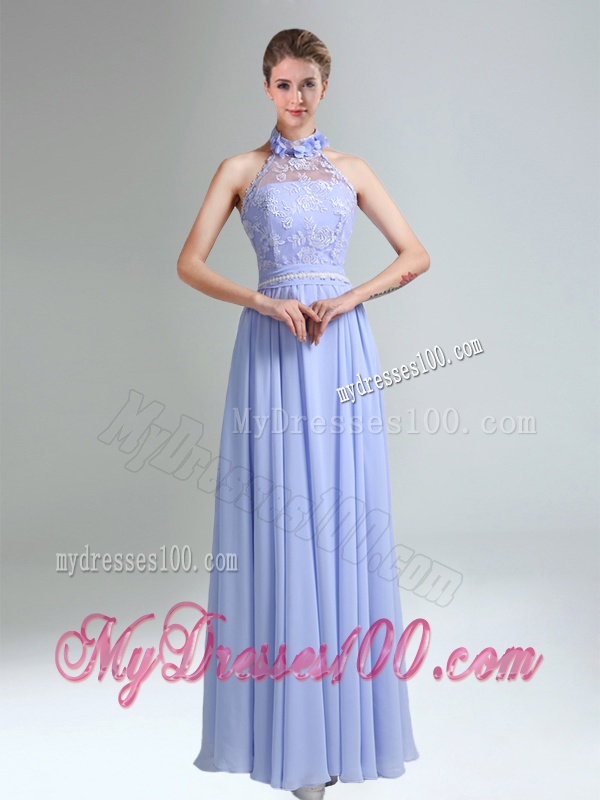 2016 Modest Belt Empire Bridesmaid Dress in Lavender