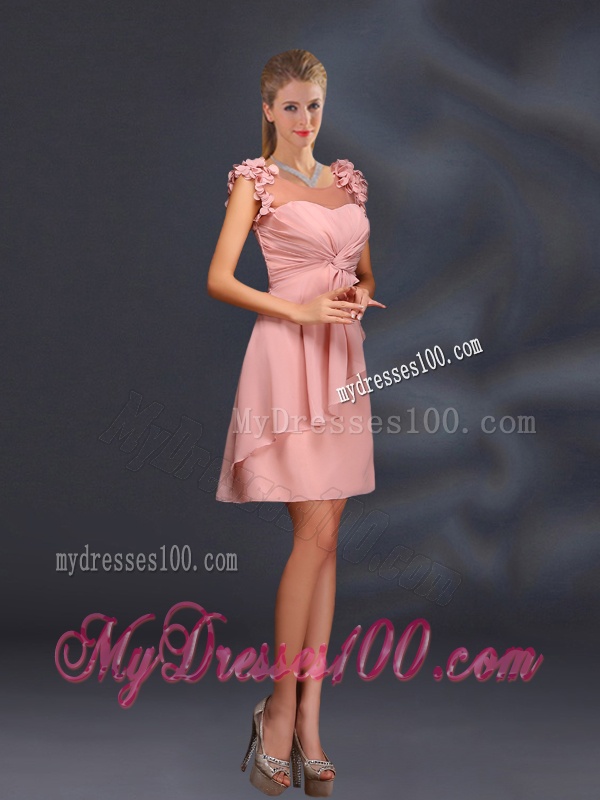 2016 Ruching Chiffon Bridesmaid Dresses in Peach