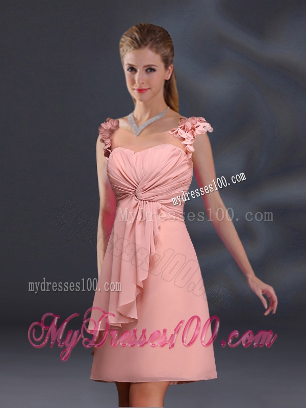2016 Ruching Chiffon Bridesmaid Dresses in Peach