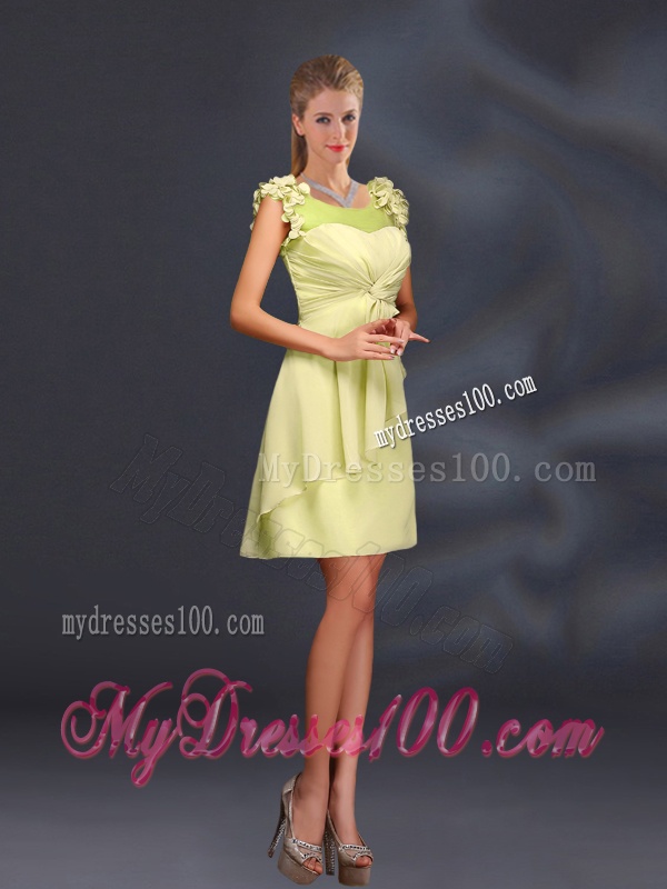 2016 Ruching Chiffon Bridesmaid Dresses in Peach