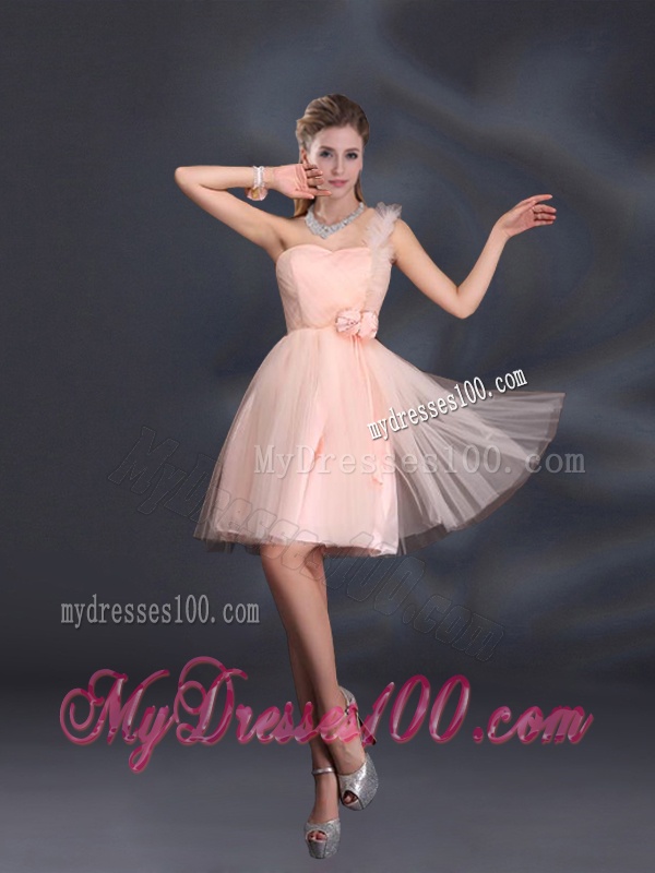 Baby Pink Mini Length 2016 The Most Popular Bridesmaid Dresses