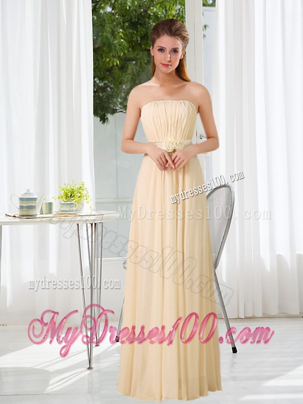 Empire Ruching 2016 Floor Length V Neck Bridesmaid Dress