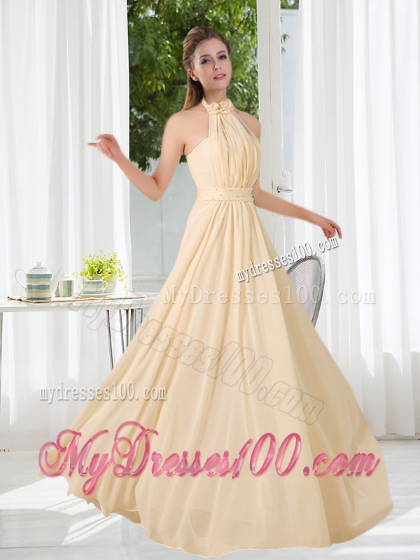 Empire Ruching 2016 Floor Length V Neck Bridesmaid Dress