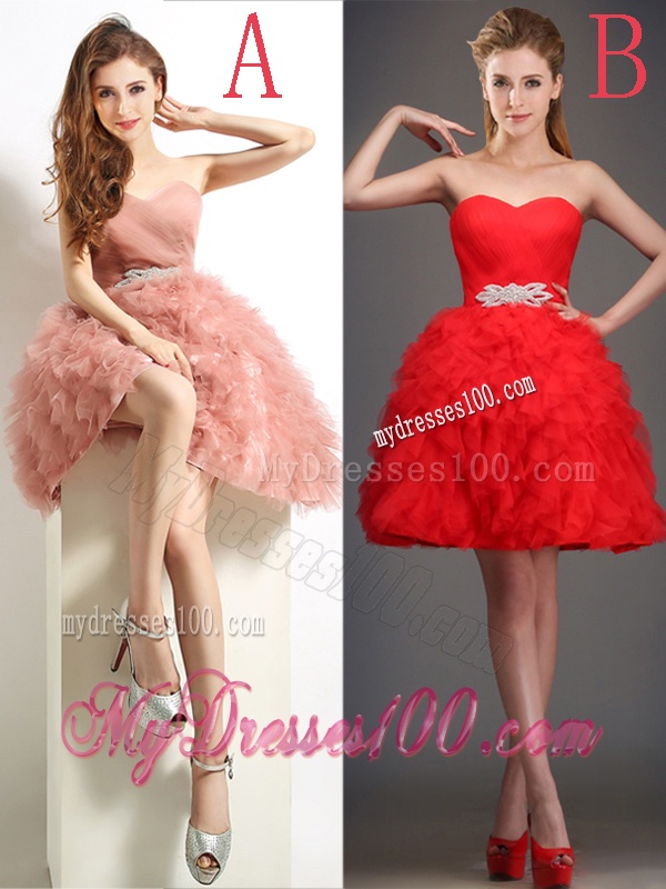Lovely Beaded and Ruffled Puffy Skirt Bridesmaid Dress in Tulle