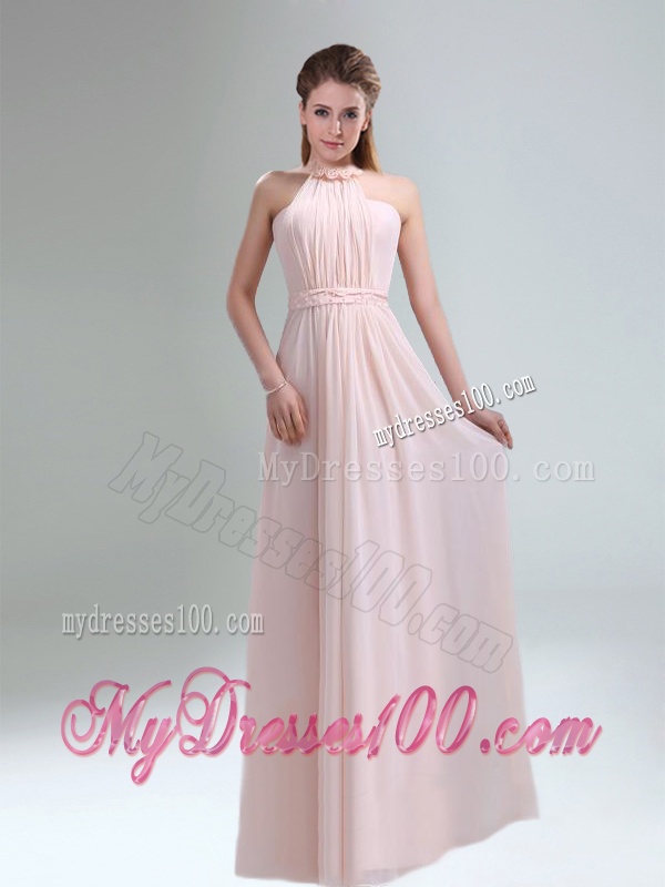 Most Beautiful Chiffon Light Pink Empire Bridesmaid Dress with Ruching