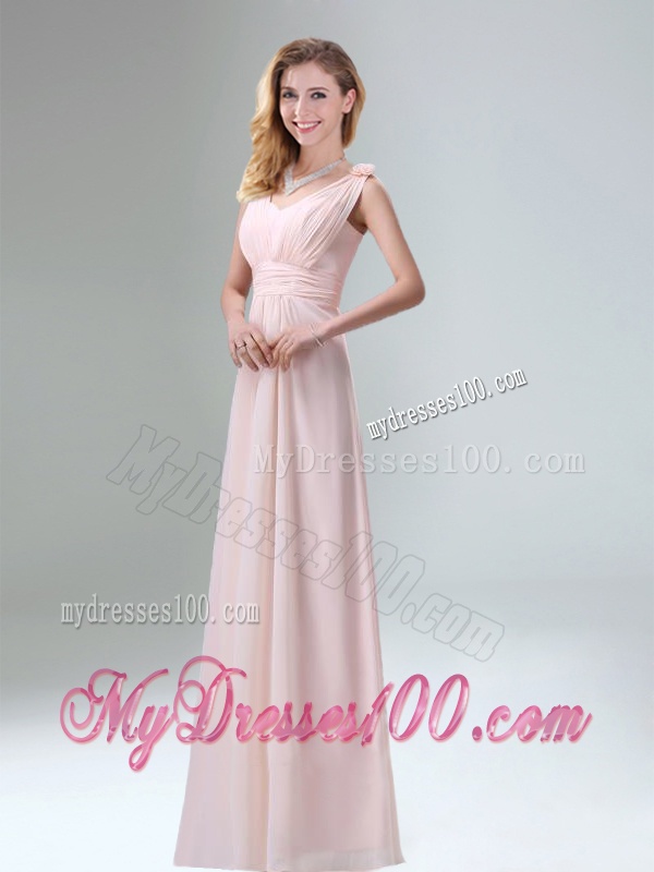 Most Beautiful Chiffon Light Pink Empire Bridesmaid Dress with Ruching