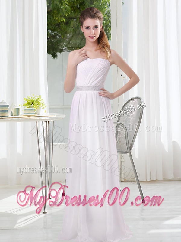 White Ruching Empire Bridesmaid Dresses for 2016