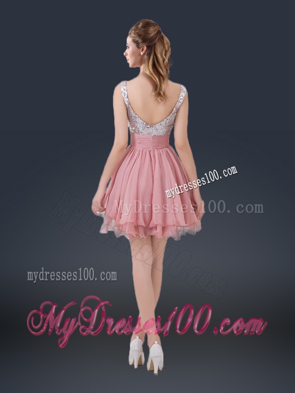 Wonderful Short Straps Paillette Bridesmaid Dresses for Summer