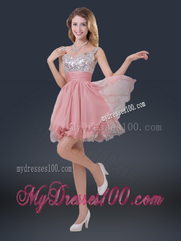 Wonderful Short Straps Paillette Bridesmaid Dresses for Summer
