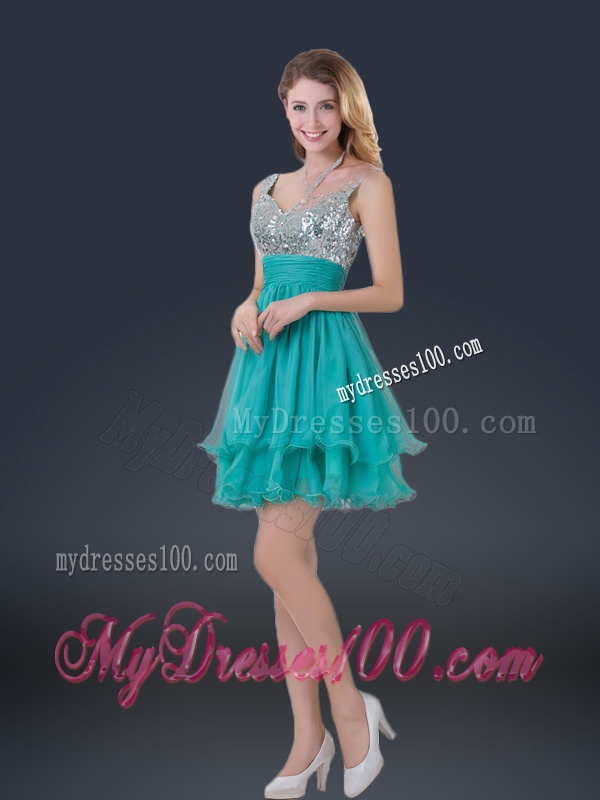 Wonderful Short Straps Paillette Bridesmaid Dresses for Summer