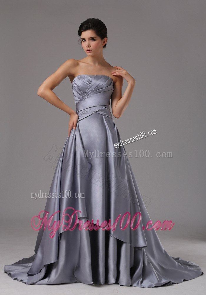 Strapless Elastic Woven Satin 2013 Celebrity Dress Ruched