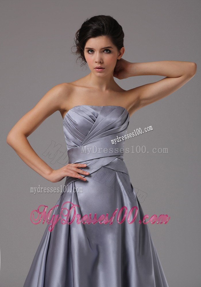 Strapless Elastic Woven Satin 2013 Celebrity Dress Ruched