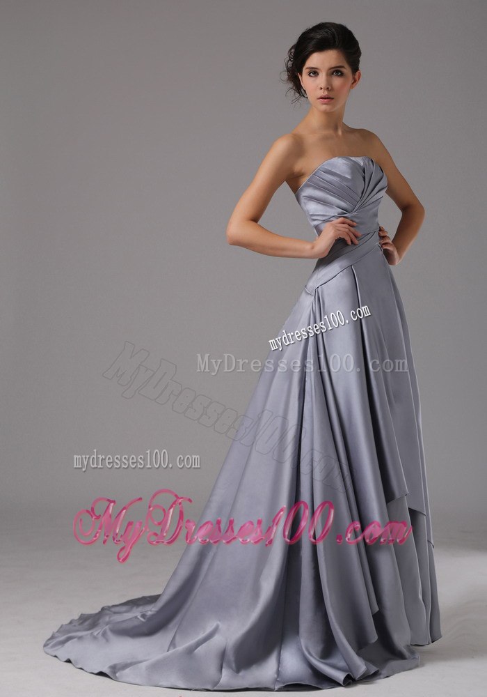 Strapless Elastic Woven Satin 2013 Celebrity Dress Ruched