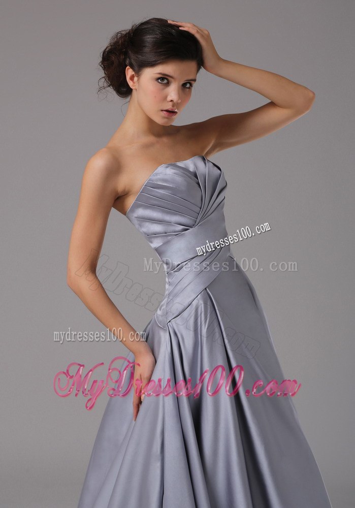 Strapless Elastic Woven Satin 2013 Celebrity Dress Ruched