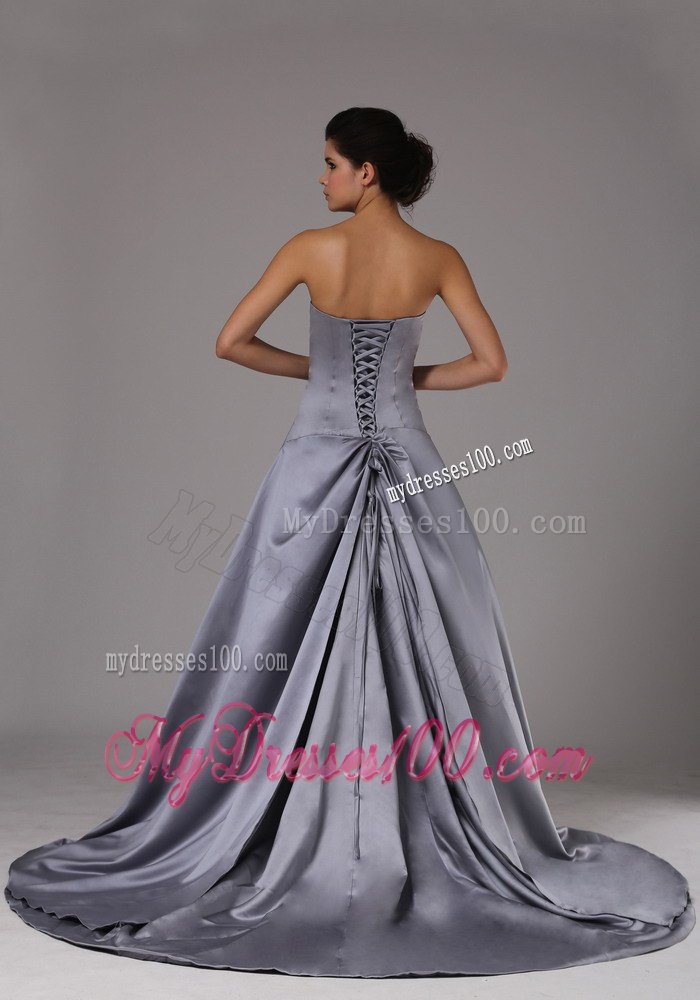 Strapless Elastic Woven Satin 2013 Celebrity Dress Ruched