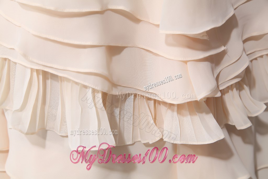 Strapless Ruffled Layers long 2013 Champagne Celebrity Dresses