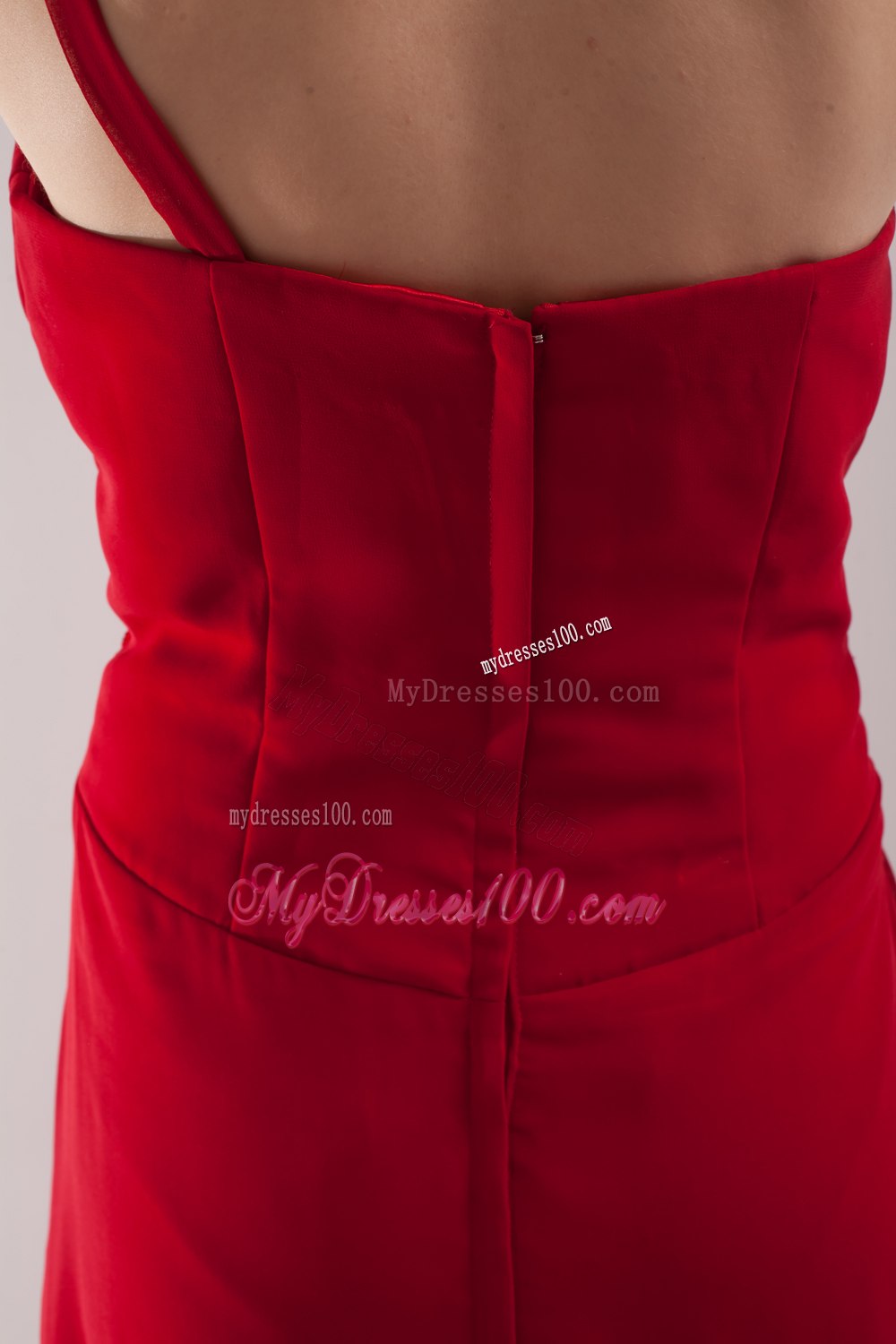 Red One Shoulder Beading Celebrity Dresses for Custom Made