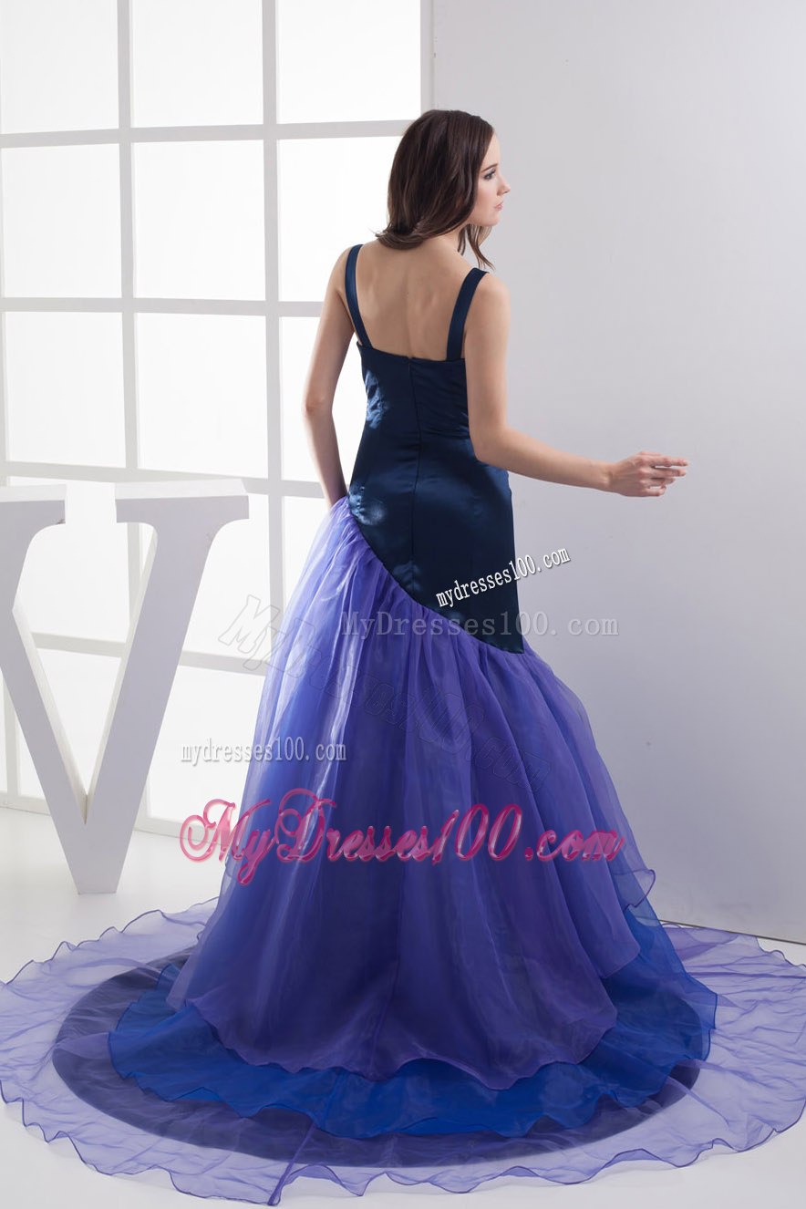 Straps Purple Ruffled Layers Celebrity Dresses for Cheap 2013