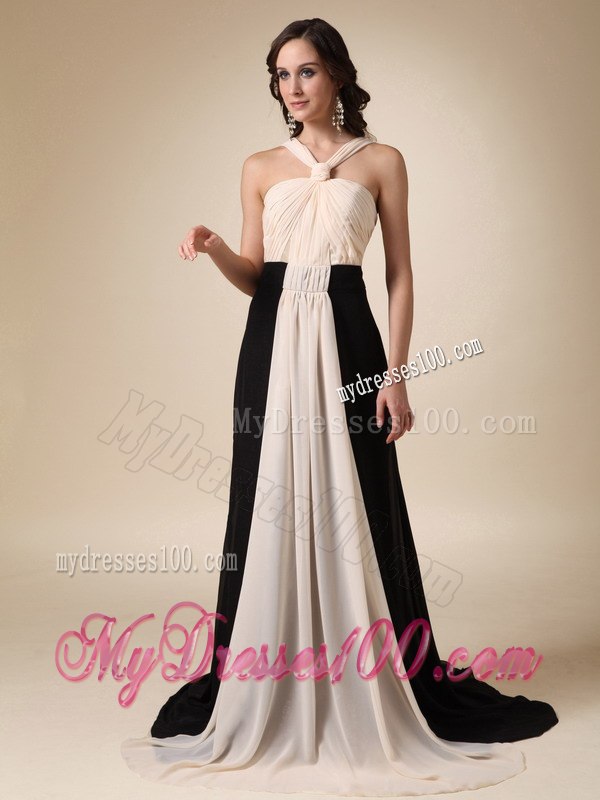 2013 Champagne and Black Empire V-neck Ruching Celebrity Dress