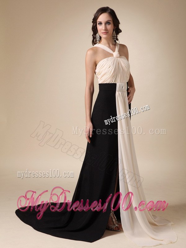 2013 Champagne and Black Empire V-neck Ruching Celebrity Dress
