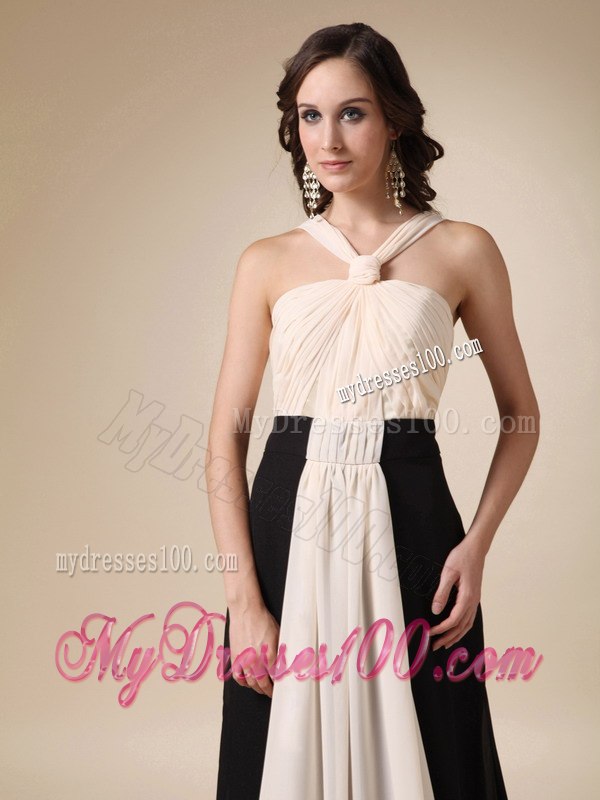 2013 Champagne and Black Empire V-neck Ruching Celebrity Dress