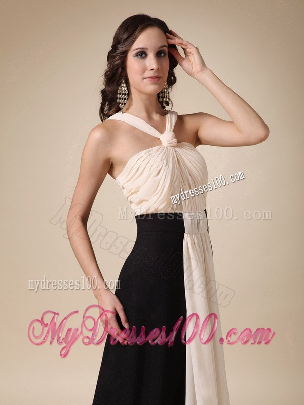 2013 Champagne and Black Empire V-neck Ruching Celebrity Dress