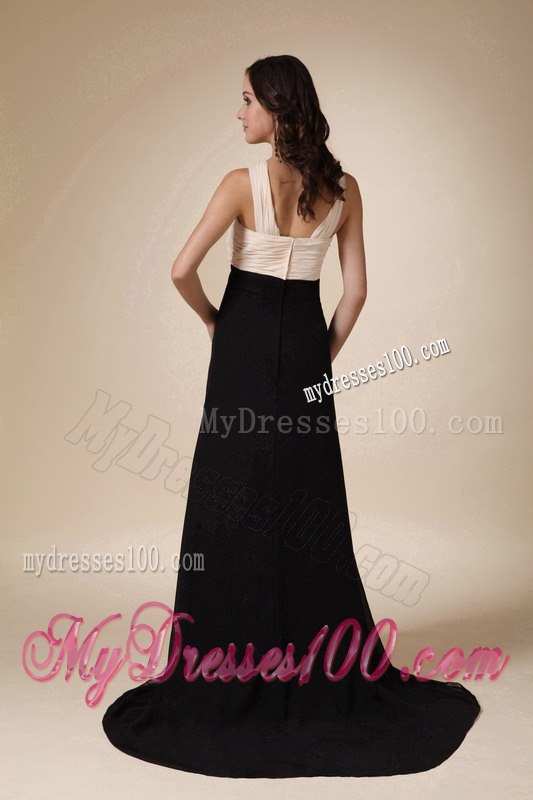 2013 Champagne and Black Empire V-neck Ruching Celebrity Dress