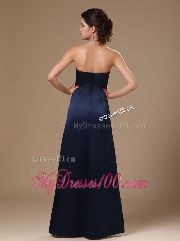 Navy Blue Satin Column V-neck Stylish Celebrity Dress For Custom Made
