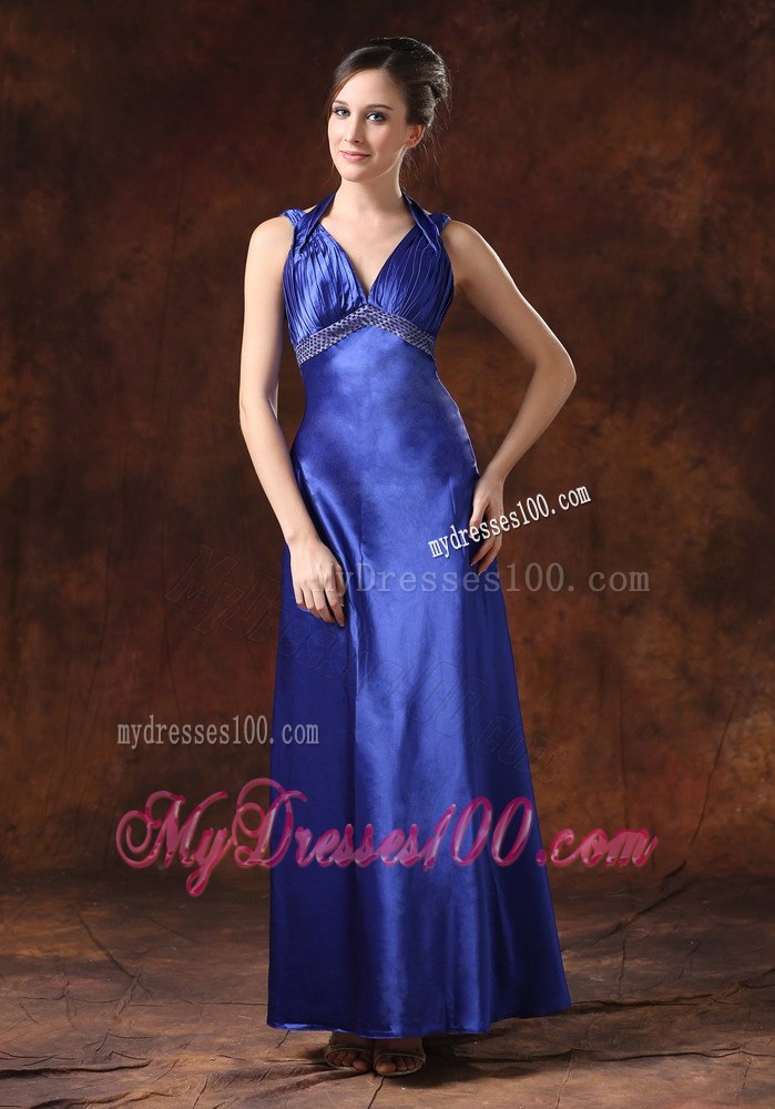 Maxi Beaded Decorate Waist Halter Column Sheath Celebrity Dress