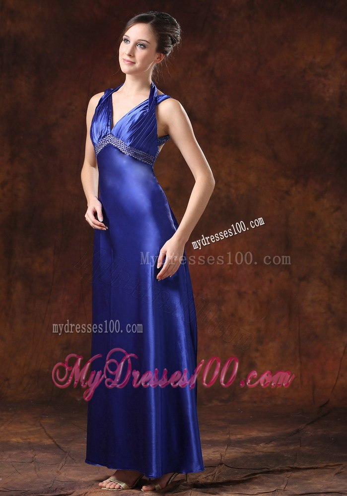 Maxi Beaded Decorate Waist Halter Column Sheath Celebrity Dress