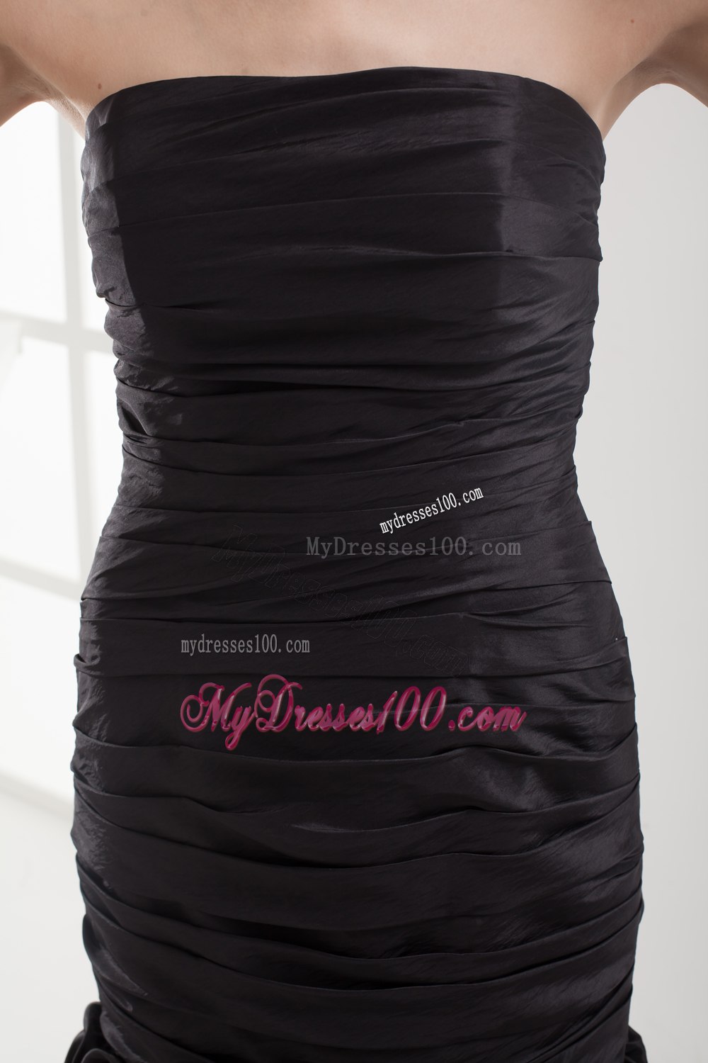 Mermaid Strapless Black Ruching Ruffles Celebrity Dresses in 2013