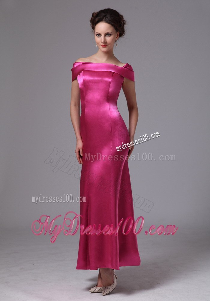 2013 Hot Pink Off The Shoulder Celebrity Dress For Custom Made