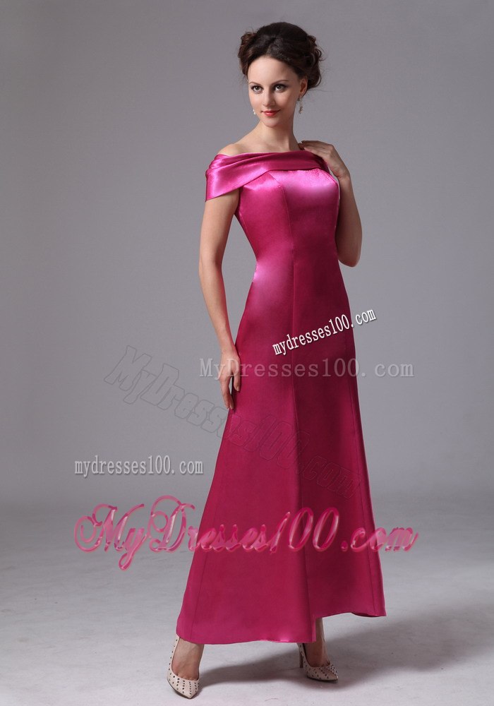 2013 Hot Pink Off The Shoulder Celebrity Dress For Custom Made