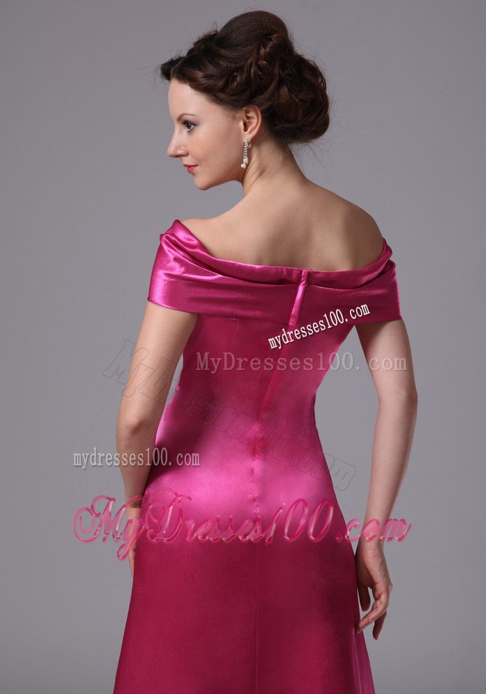 2013 Hot Pink Off The Shoulder Celebrity Dress For Custom Made