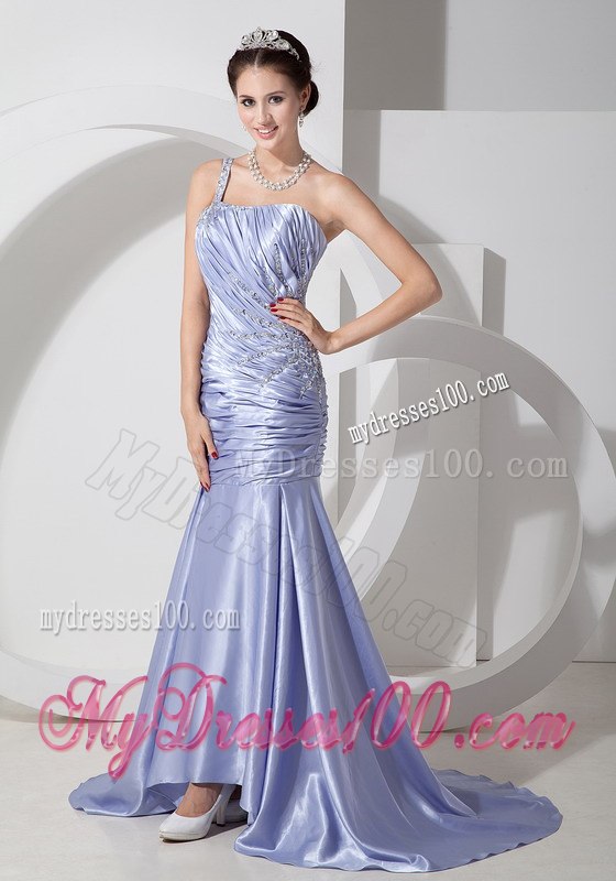 Customize Mermaid Lilac Celebrity Dress Column with One Shoulder