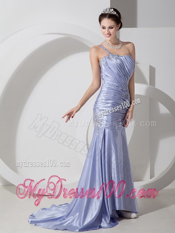 Customize Mermaid Lilac Celebrity Dress Column with One Shoulder