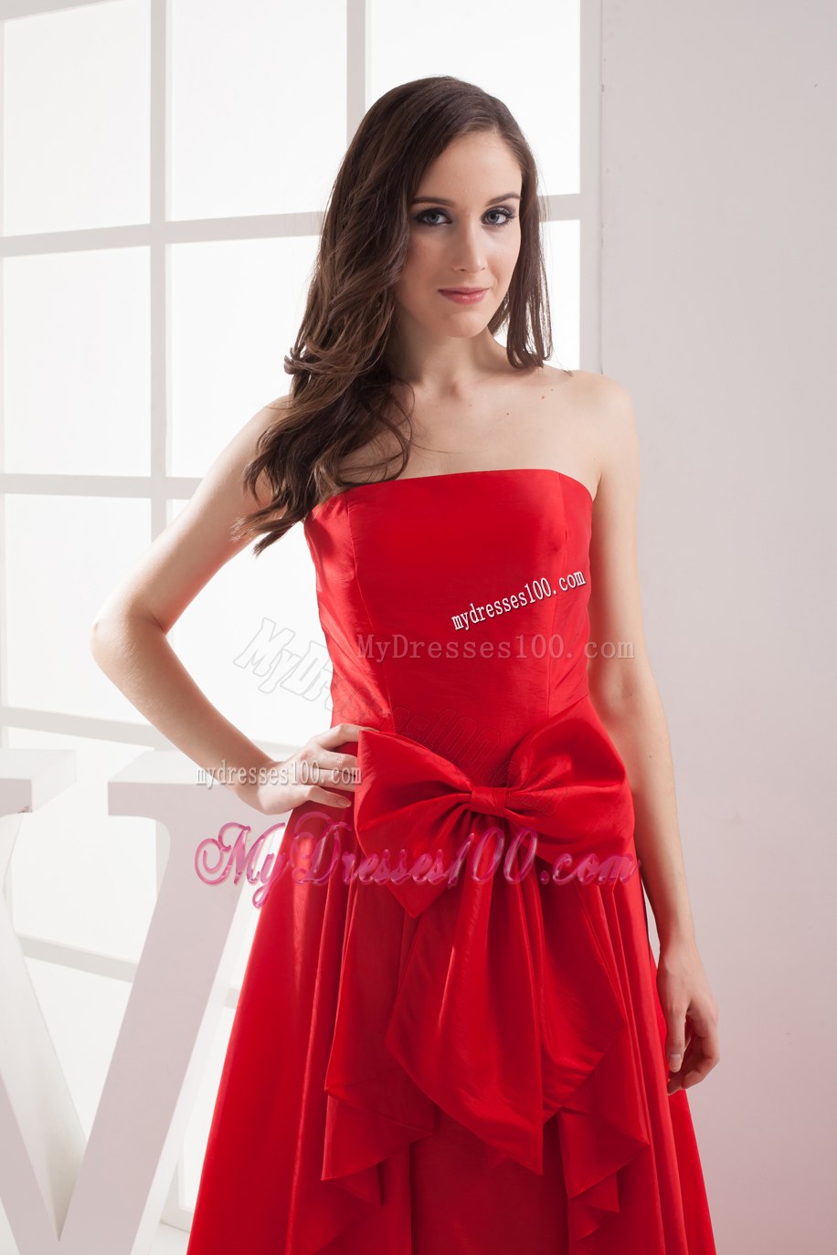 2013 Fashion Red Bowknot 2013 Celebrity Dresses for Party