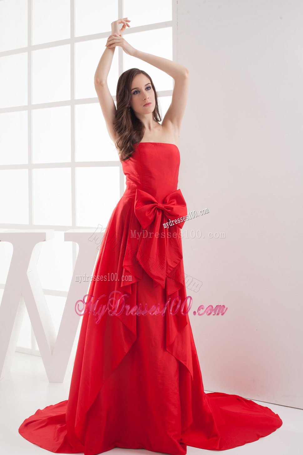 2013 Fashion Red Bowknot 2013 Celebrity Dresses for Party
