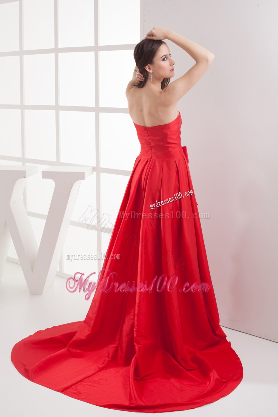 2013 Fashion Red Bowknot 2013 Celebrity Dresses for Party
