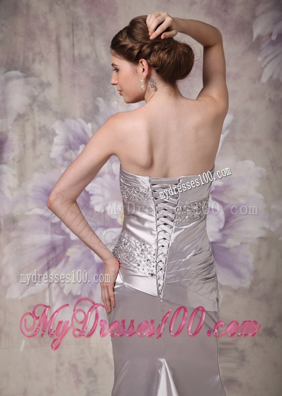Informal Sliver Column Strapless Celebrity Dresses with Beading 2013