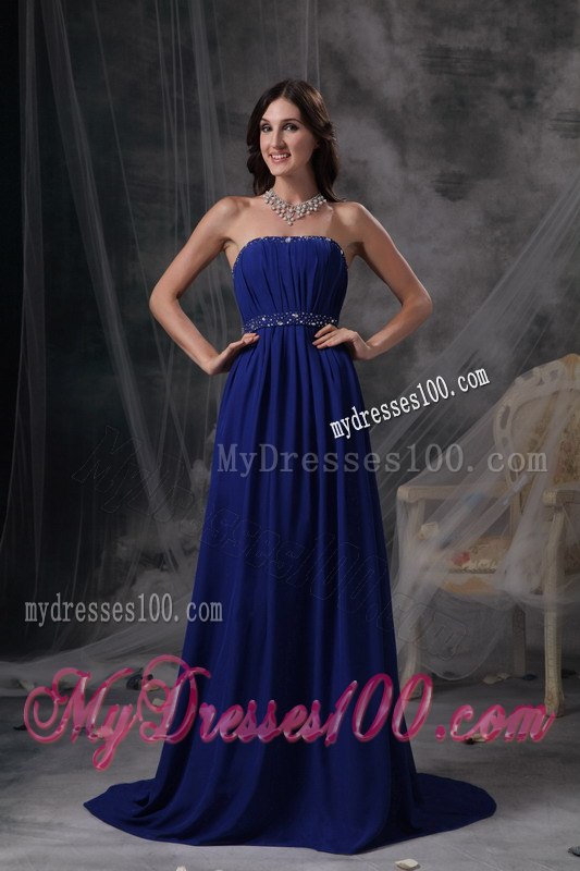 Discount Royal Blue Celebrity Dresses with Strapless Beading and Ruche