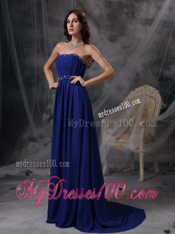Discount Royal Blue Celebrity Dresses with Strapless Beading and Ruche